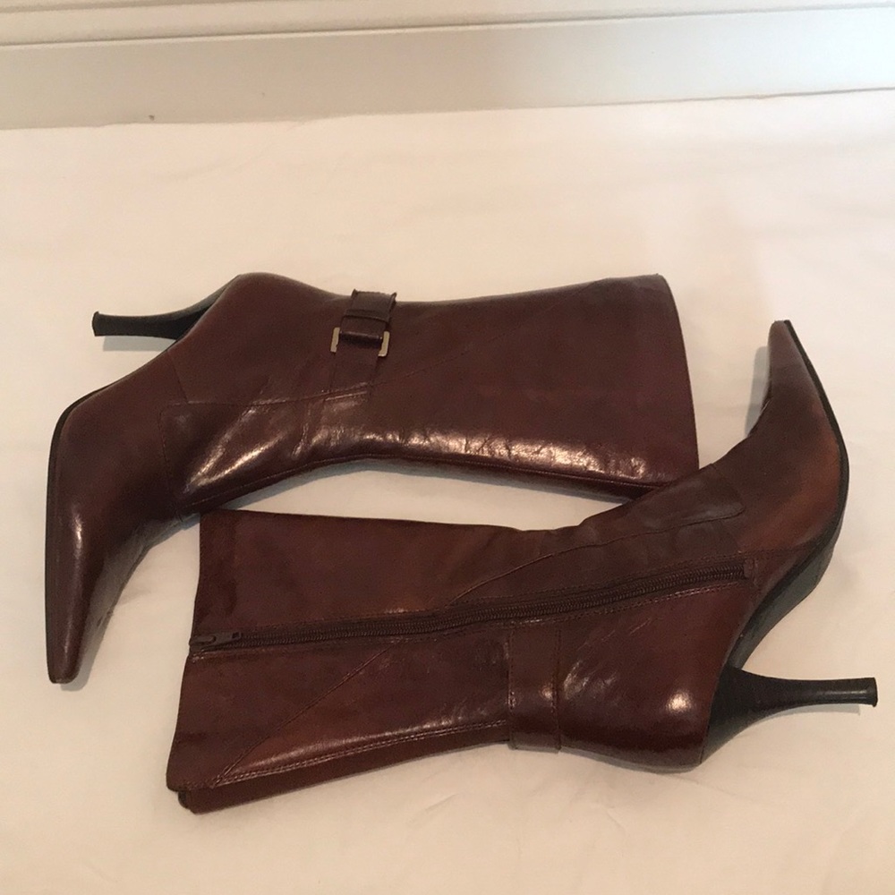 Nine West Cognac  Leather Calf Boots